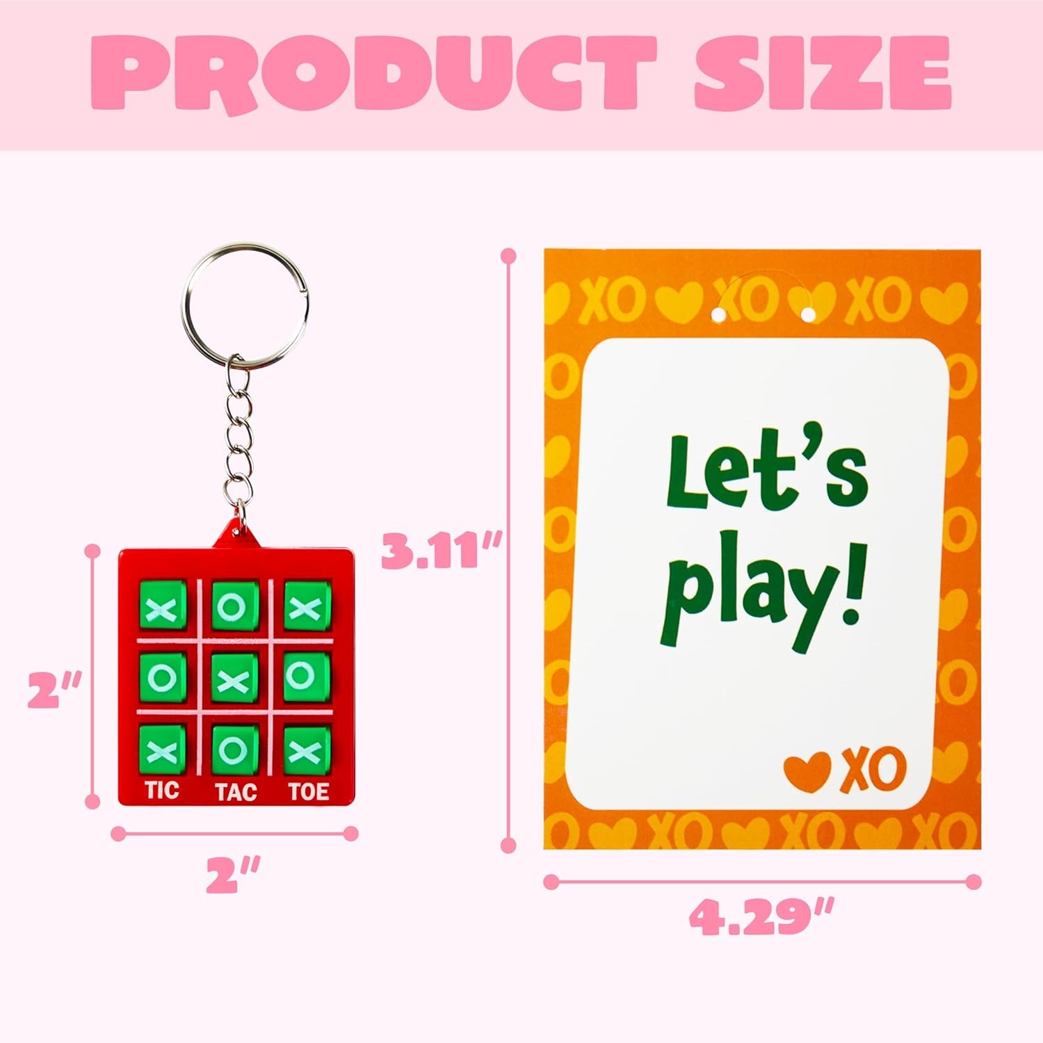 28 Pcs Valentine'S Day Gift Cards with Tic-Tac-Toe Keychain, Valentines Days Keychain Set for Kids Party Favor, Classroom Exchange Prizes, Valentine’S Greeting Cards