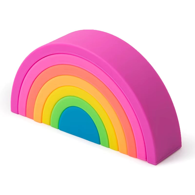 7Pcs/Set Baby Silicone Building Block BPA Free Rainbow Soft Block 3D Educational Montessori Toys Baby Teether Gifts